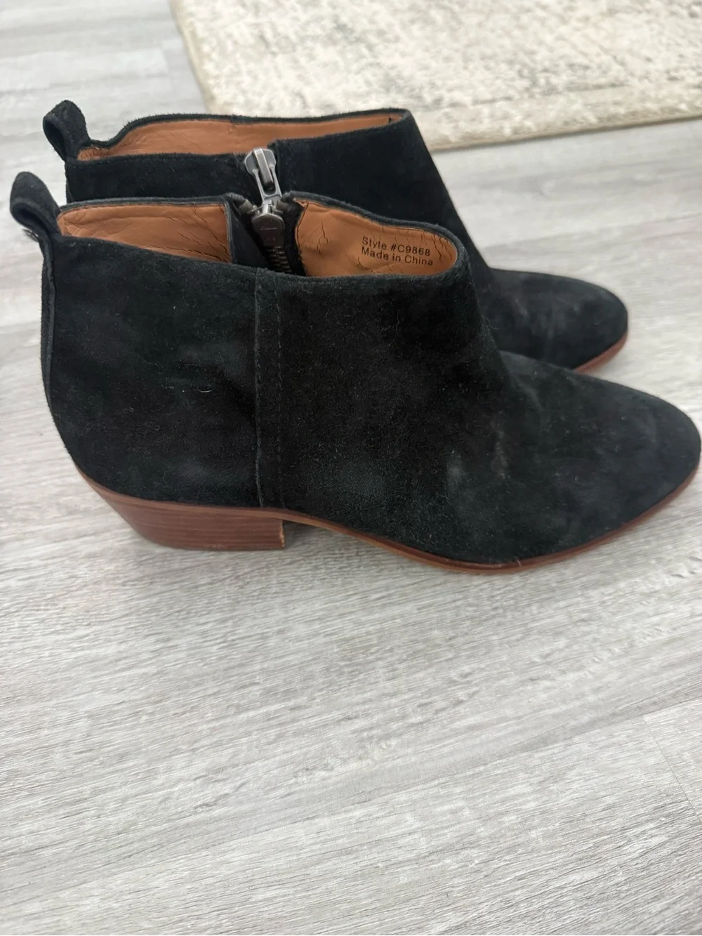 J. Crew Black Suede Zip Ankle Booties